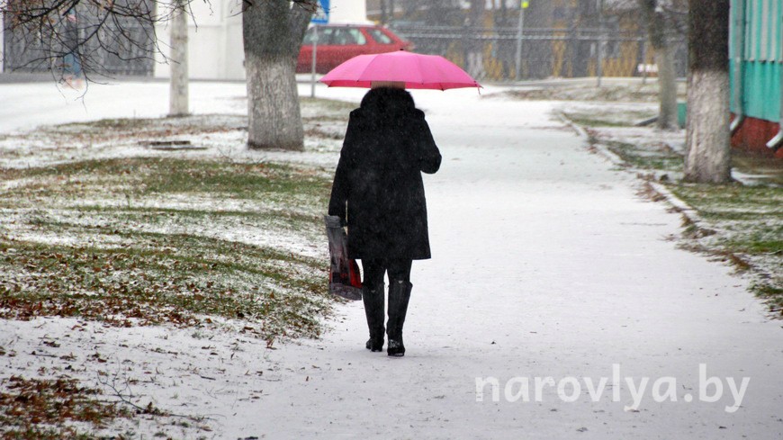 Первый снег в Наровле (фотофакт)